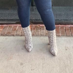 Snakeskin booties